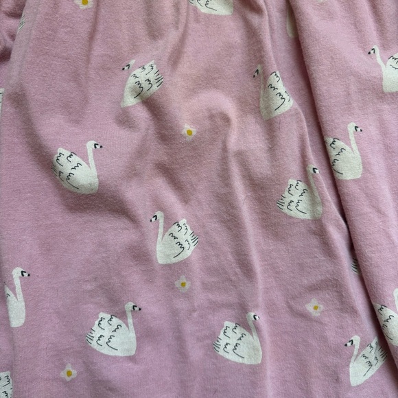 Tea Collection Pink White Swan Dress Ruffle Neck Size 18-24M - Picture 3 of 5